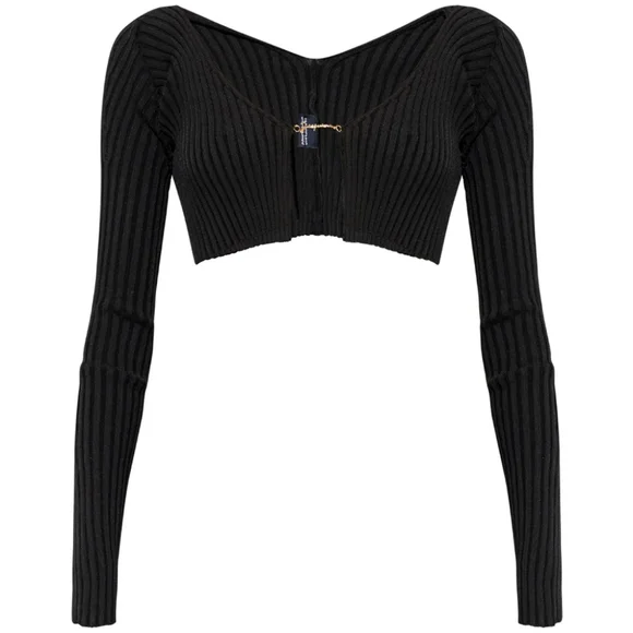 Black Ribbed Crop Top - Picture 2 of 2